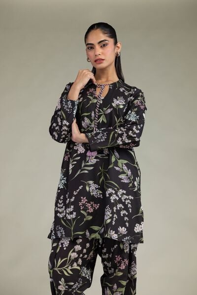 Lilac Floral Lawn 2-Piece — Black