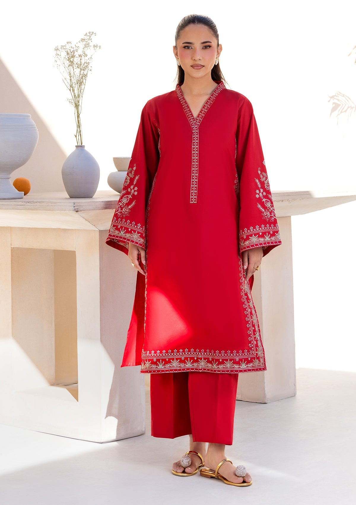 Ivory Resham Embroidered Suit