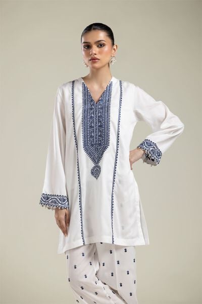 Printed Lawn Kurta — Soft Neutral