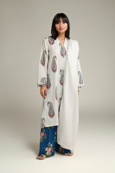 Printed Lawn Kurta — Clay