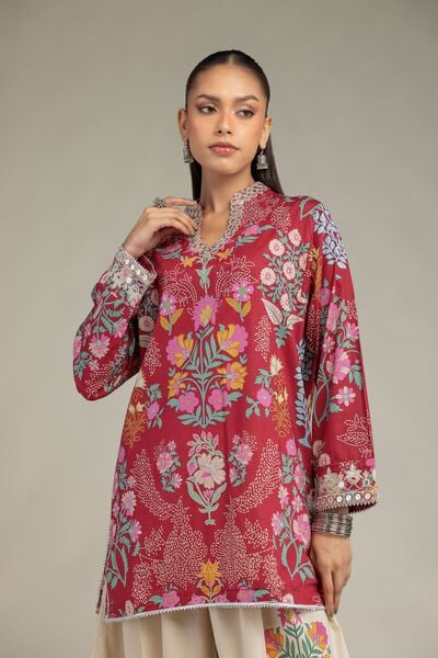 Embroidered Pret Suit — Maroon