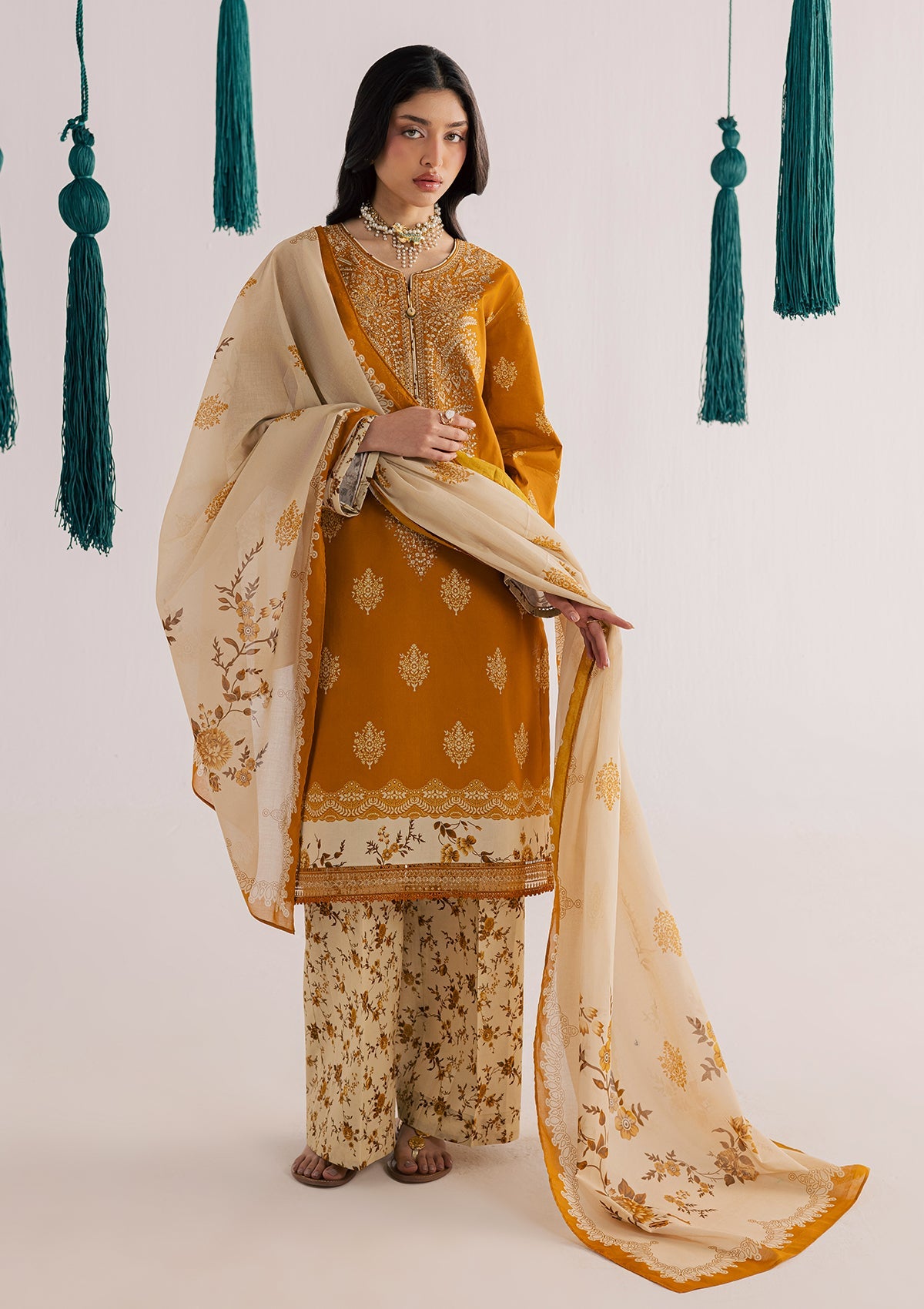 Mustard & Cream Floral 3-Piece