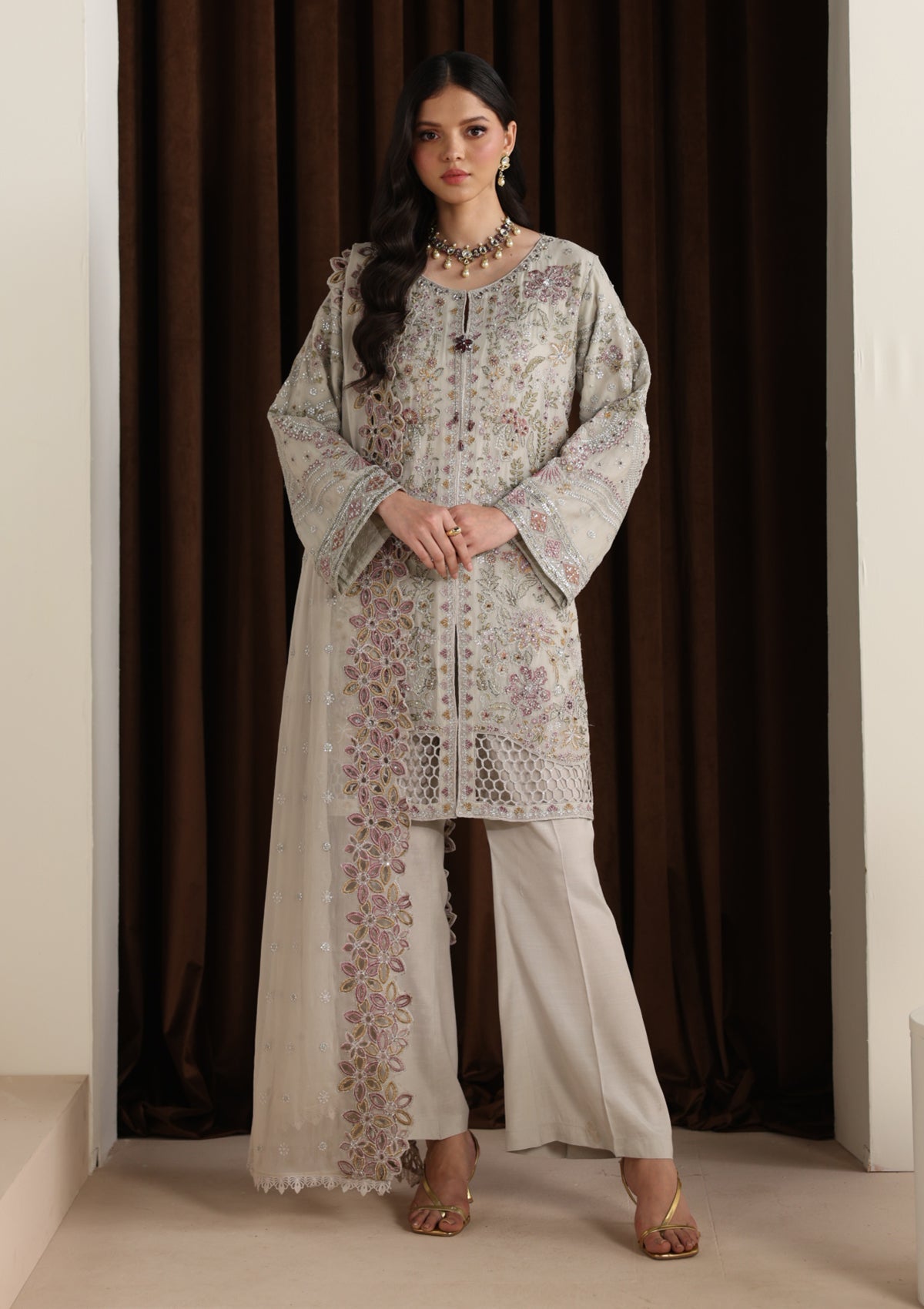 Ivory Dense Embroidered Formal