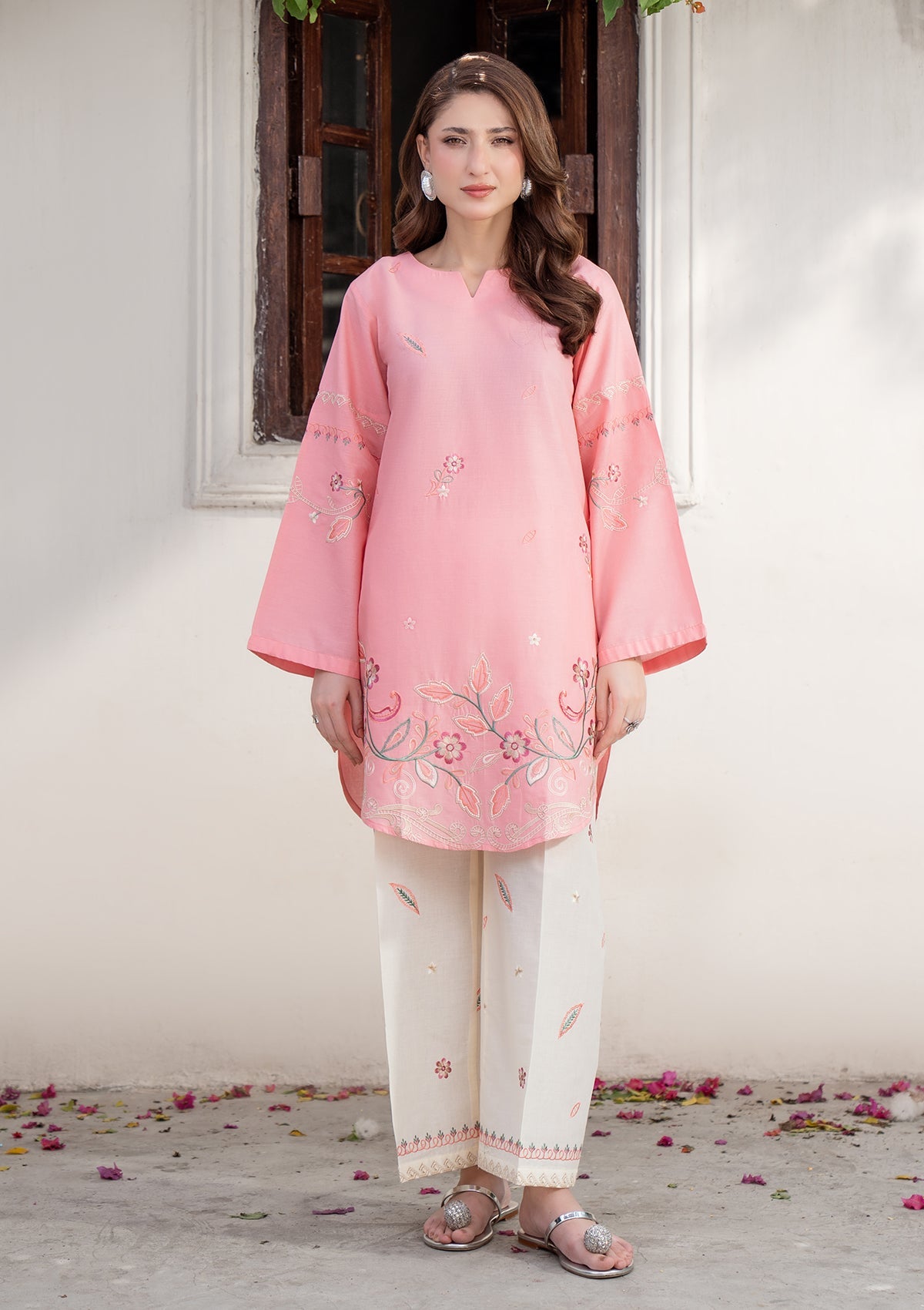 Blush Peach Embroidered 2-Piece