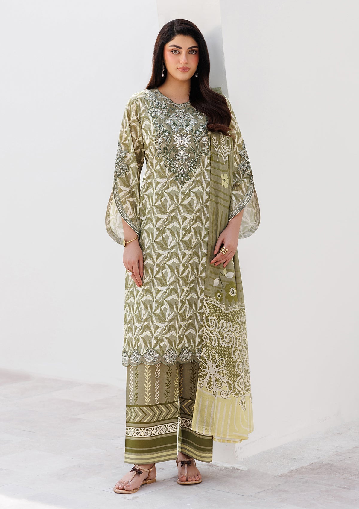 Champagne Lace Formal Kurta Set
